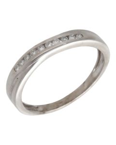 Pre-Owned 9ct White Gold 0.10ct Diamond Crossover Twist Ring