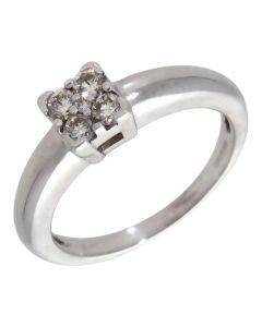 Pre-Owned 18ct White Gold 0.25ct Diamond Square Cluster Ring