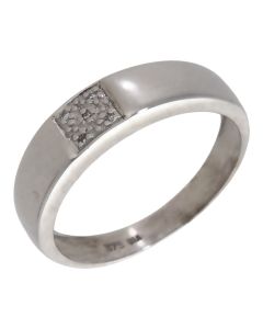 Pre-Owned 9ct White Gold Diamond Set Signet Style Band Ring