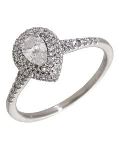 Pre-Owned Platinum 0.95ct Diamond Pear Cluster Ring