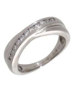 Pre-Owned Platinum 0.22ct Diamond Crossover Dress Ring