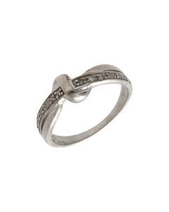 Pre-Owned 9ct White Gold 0.10ct Diamond Set Wave Knot Ring
