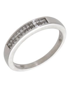 Pre-Owned 18ct White Gold 0.25ct Princess Cut Diamond 2 Row Ring