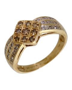 Pre-Owned 9ct Yellow Gold Multi Colour Diamond Cluster Ring
