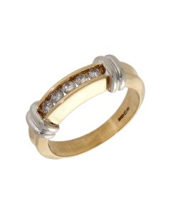 Pre-Owned 9ct Yellow & White Gold 0.25ct Diamond Set Band Ring