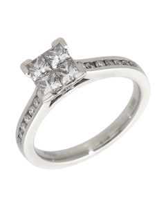 Pre-Owned Platinum 1.00ct Diamond Cluster & Shoulders Ring