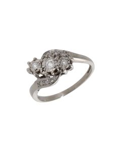 Pre-Owned 9ct White Gold 0.15ct Diamond Trilogy Twist Ring