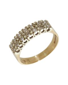 Pre-Owned 9ct Yellow Gold 2 Row Diamond Half Eternity Ring