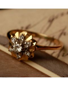 Pre-Owned Vintage 1976 18ct Gold Diamond Cluster Ring