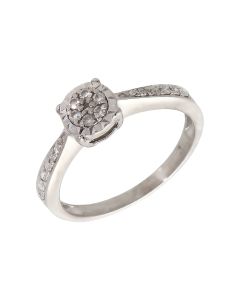 Pre-Owned 9ct White Gold 0.15ct Diamond Cluster Ring