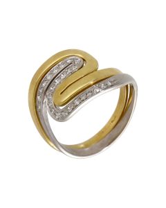 Pre-Owned 18ct Yellow & White Gold Diamond Set Wave Ring Set