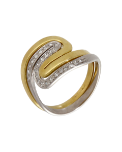 Pre-Owned 18ct Yellow & White Gold Diamond Set Wave Ring Set
