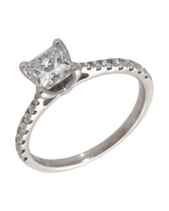 Pre-Owned 18ct Princess Cut Lab Grown Diamond Solitaire Ring