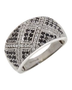 Pre-Owned 9ct White Gold Black & White Pave Diamond Dress Ring