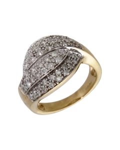 Pre-Owned 9ct Yellow Gold 1.00ct Diamond Wraparound Wave Ring