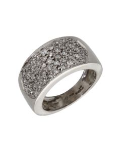 Pre-Owned 9ct White Gold 1.00ct Diamond Wide Domed Band Ring