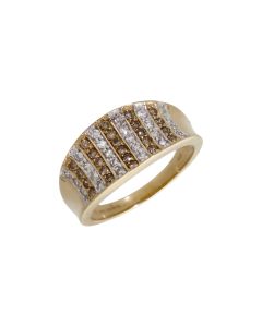 Pre-Owned 9ct Yellow Gold Multi Row Diamond Curved Dress Ring