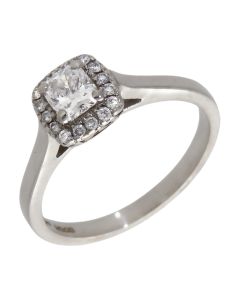 Pre-Owned Platinum 0.56ct Diamond Halo Cluster Ring
