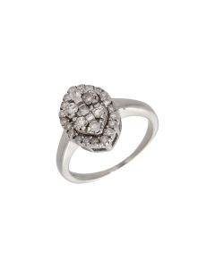 Pre-Owned 9ct White Gold 0.50ct Diamond Oval Cluster Ring