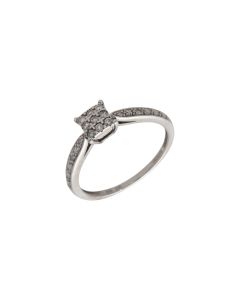 Pre-Owned 9ct White Gold 0.15ct Diamond Square Cluster Ring