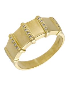 Pre-Owned 14ct Yellow Gold Diamond Set Ridged Dress Ring
