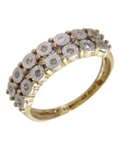 Pre-Owned 9ct Gold 0.10ct Diamond 2 Row Half Eternity Ring