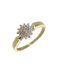 Pre-Owned 9ct Yellow Gold 0.10ct Diamond Cluster Ring