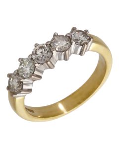 Pre-Owned 18ct Yellow Gold 1.00ct Diamond Half Eternity Ring