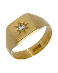 Pre-Owned 18ct Yellow Gold Diamond Signet Ring