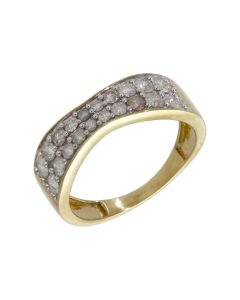 Pre-Owned 9ct Yellow Gold 0.75ct Diamond Wave Shaped Dress Ring