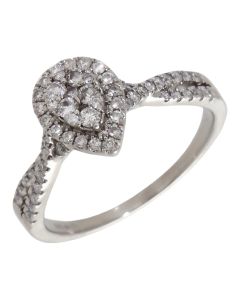Pre-Owned 18ct White Gold 0.50ct Diamond Pear Cluster Ring