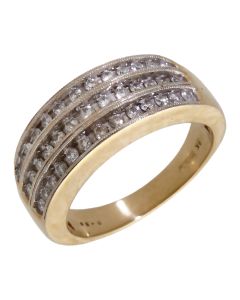 Pre-Owned 9ct Yellow Gold 0.50ct Diamond 3 Row Dress Ring