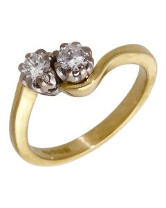 Pre-Owned 18ct Yellow Gold 2 Stone Diamond Twist Ring