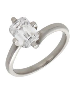 Pre-Owned Platinum 1.40ct Emerald Cut Lab Grown Diamond Ring