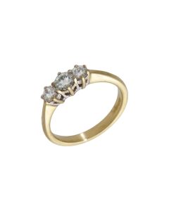 Pre-Owned 9ct Yellow Gold Moissanite Trilogy Ring