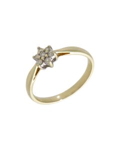Pre-Owned 9ct Yellow Gold 0.10ct Diamond Cluster Ring