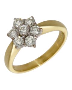 Pre-Owned 18ct Yellow Gold 0.75ct Diamond Cluster Ring