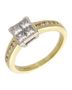 Pre-Owned 18ct Gold 0.75ct Mixed Cut Diamond Cluster Ring