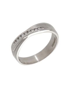 Pre-Owned 18ct White Gold Diamond Crossover Wave Band Ring