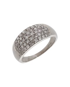 Pre-Owned 9ct White Gold Domed Diamond Multi Row Dress Ring