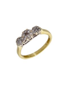Pre-Owned 18ct Yellow Gold 0.50ct Diamond Triple Cluster Ring