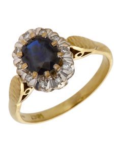 Pre-Owned 18ct Yellow Gold Sapphire & Diamond Cluster Ring