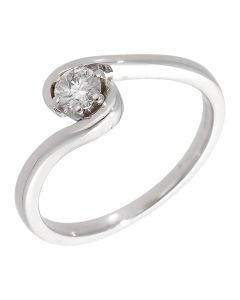 Pre-Owned 9ct White Gold 0.25ct Diamond Solitaire Twist Ring