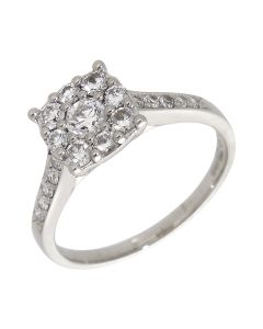 Pre-Owned Platinum 0.76ct Diamond Halo Cluster Ring