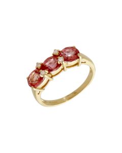 Pre-Owned 18ct Yellow Gold Topaz & Diamond Trilogy Dress Ring