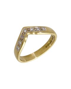 Pre-Owned 18ct Yellow Gold 0.10ct Diamond Half Wishbone Ring