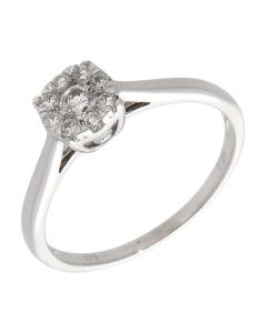 Pre-Owned 9ct White Gold 0.25ct Diamond Halo Cluster Ring