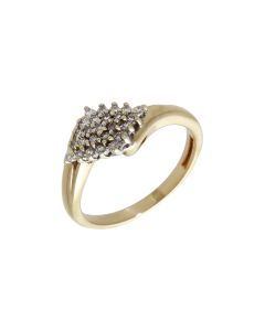 Pre-Owned 9ct Yellow Gold Diamond Cluster Twist Ring