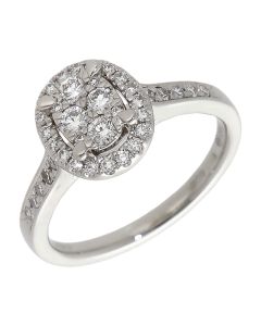 Pre-Owned Platinum 0.40ct Diamond Oval Cluster Ring