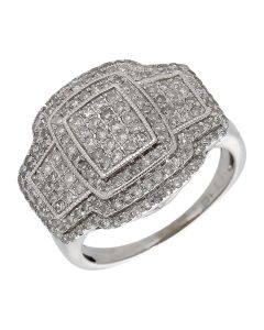 Pre-Owned 18ct White Gold 1.00ct Diamond Cluster Ring